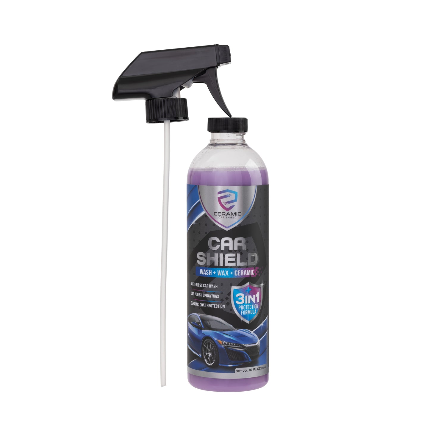 Ceramic Wax Spray, Hydrophobic Ceramic Coating 3-in-1 SiO2 Quick Detailer, Waterless Ceramic Car Wash and Wax, Best Top Coat Spray to Detail, Clean and Polish Shine Cars Fast and Easy