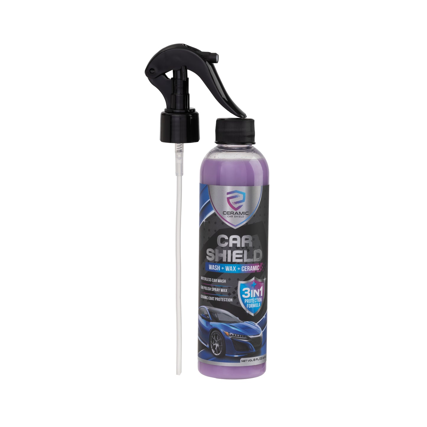 Ceramic Wax Spray, Hydrophobic Ceramic Coating 3-in-1 SiO2 Quick Detailer, Waterless Ceramic Car Wash and Wax, Best Top Coat Spray to Detail, Clean and Polish Shine Cars Fast and Easy