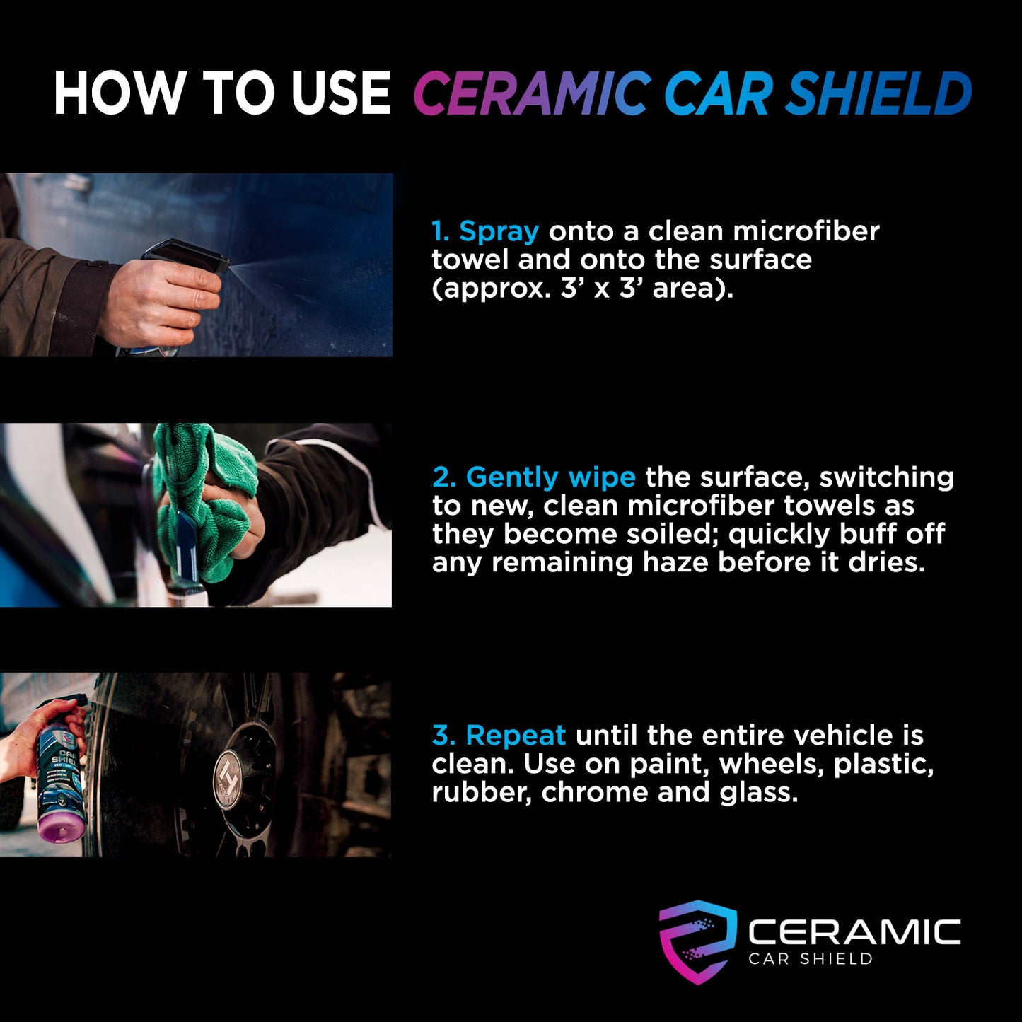 Ceramic Wax Spray, Hydrophobic Ceramic Coating 3-in-1 SiO2 Quick Detailer, Waterless Ceramic Car Wash and Wax, Best Top Coat Spray to Detail, Clean and Polish Shine Cars Fast and Easy