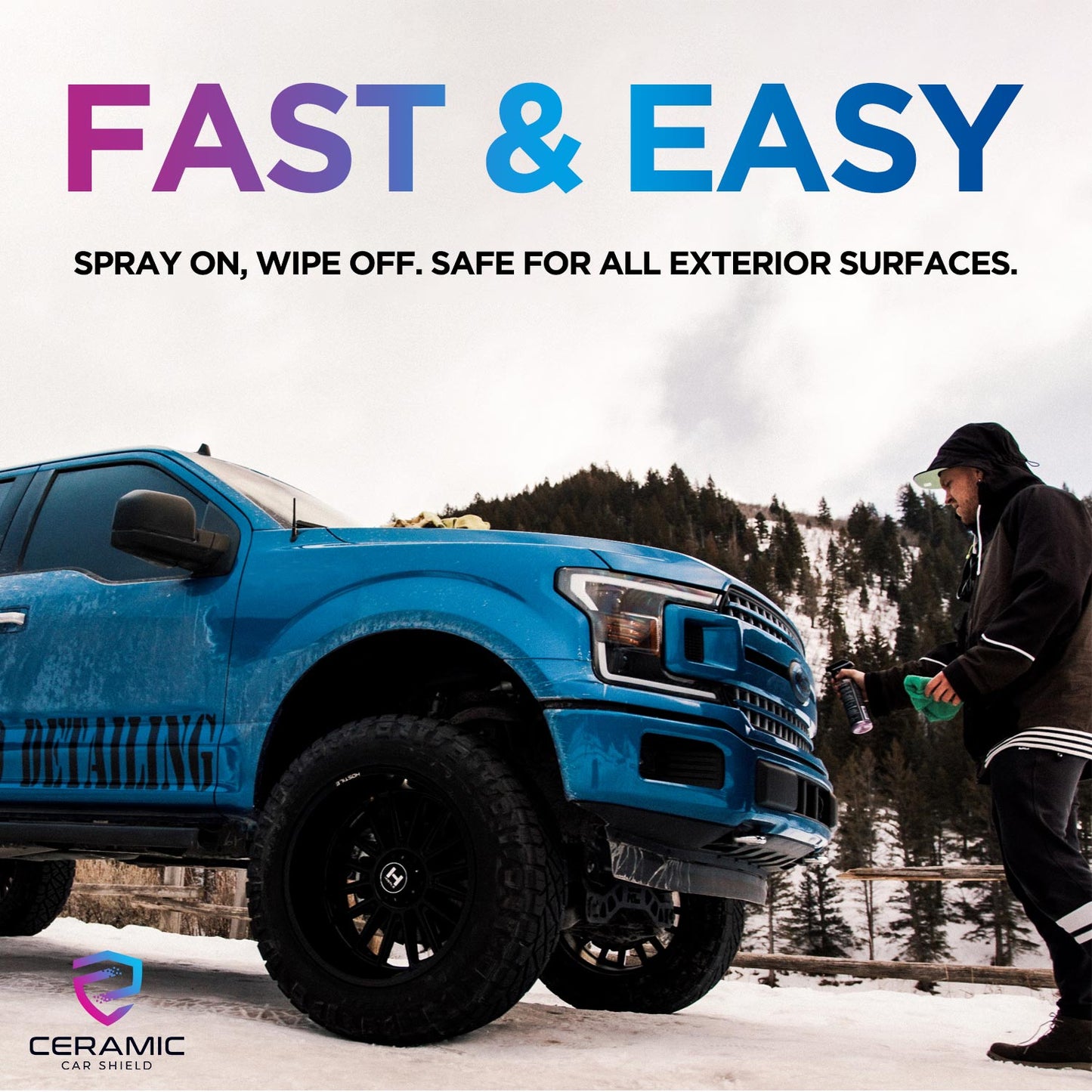 Ceramic Wax Spray, Hydrophobic Ceramic Coating 3-in-1 SiO2 Quick Detailer, Waterless Ceramic Car Wash and Wax, Best Top Coat Spray to Detail, Clean and Polish Shine Cars Fast and Easy