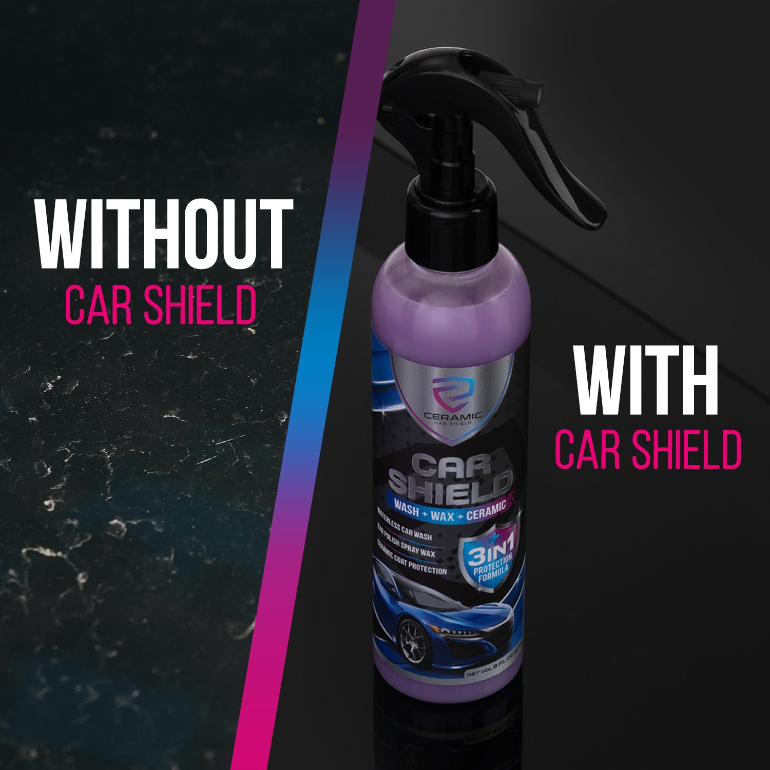 Ceramic Wax Spray, Hydrophobic Ceramic Coating 3-in-1 SiO2 Quick Detailer,  Waterless Ceramic Car Wash and Wax, Best Top Coat Spray to Detail, Clean